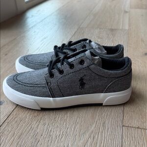 Polo by Ralph Lauren Gray & White Canvas Kids Sneakers